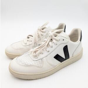 Veja V-10 Prime Sneaker Shoes Lace-Up Women's White/Black Size US8 EU39